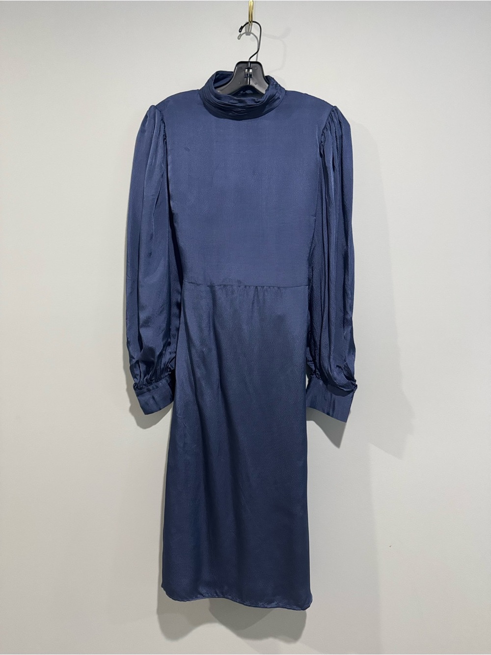 NWT Anthropologie Navy Long-Sleeve Midi Dress with High Neck 8P
